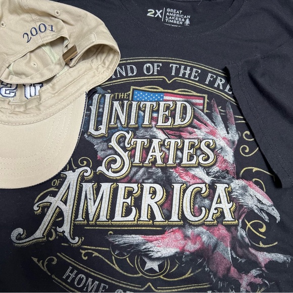 GALT Patriotic Black T-shirt‎ 2X Boyfreind Tee & 2001 Cap USA Cap Y2K July 4th - Picture 16 of 16